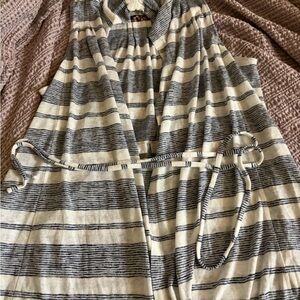 Striped Gray and White Women's Cardigan